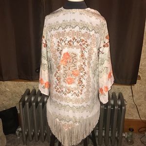 Fringe high low kimono